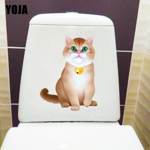 YOJA 17.7CM×22.8CM Smart Pet Cat Home Bedroom Decor Wall Stickers Kids Room Toilet Cartoon Decals T1-2578