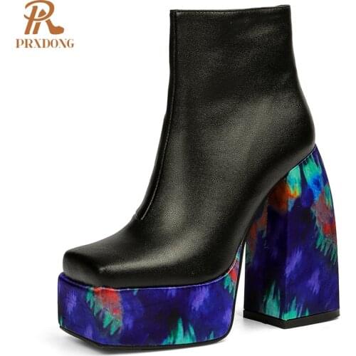 2021 New Fashion Womens Boots Colorful Super High Heels Thick Platform Ankle Boots Top Quality Ladies Shoes Casual Plus Size 43