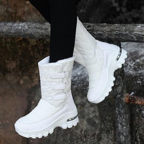 2021 Women Winter Boots Waterproof High Quality Keep Warm Plush Boots Women Mid-Calf Snow Boots Non-slip
