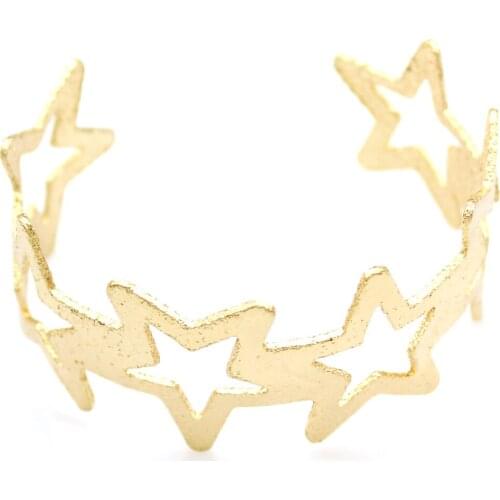 Gold Cut Out Open Shooting Stars Wide Big Cuff viking Bracelet Bangle For Women Anime Indian Jewelry Dropshipping bijoux Heart