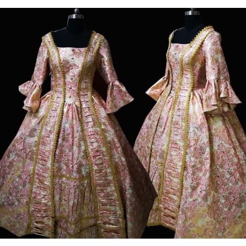 2020 New pink victorian Halloween Cosplay dress Colonial Georgian Renaissance Gothic Historical dress D-505