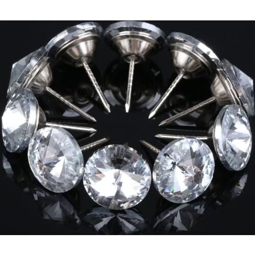 10Pcs Crystal Diamond Upholstery Nails Decorative Button Tack Studs Pins 22mm Dia Sofa Wall Decoration Furniture Fittings