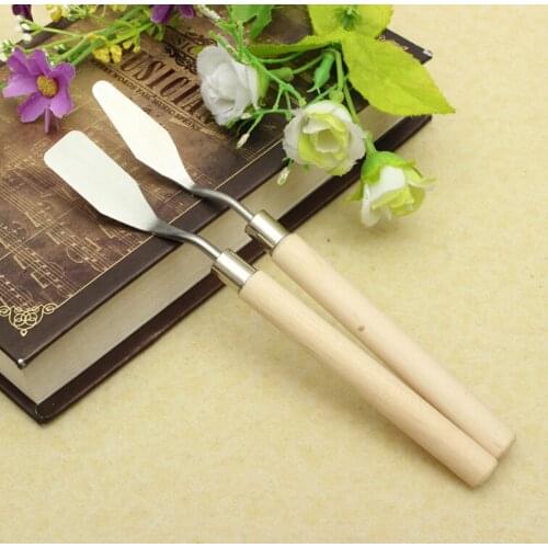 2pcs/lot Artist Painting Palette Stainless Steel Knife Spatula Oil Painting Paint Art Craft Metal Spatula Set Perfect (Flat+Tip)