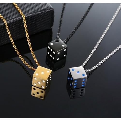 3D Tiny Die Dice Men Necklace Fun Game Bet Lucky Gamblers Charm Pendant