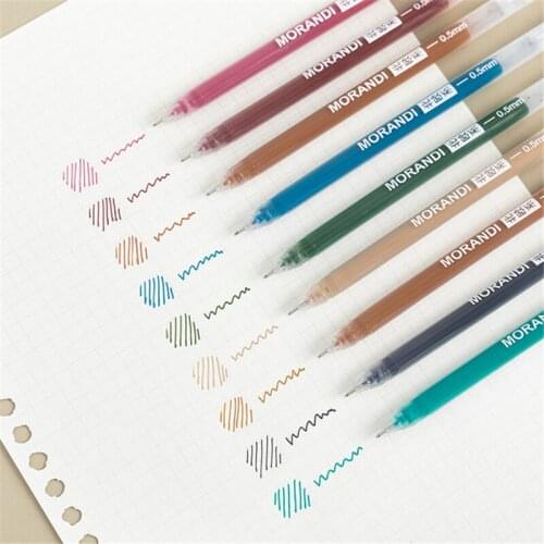 9pcs/Set Colored Gel Pens Set 0.5mm Marker Liner Ballpoint Multi Color Gel Ink Pens Journal Stationary Office School Supplies