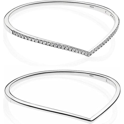 Ajax 100% 925 Sterling Silver Fashion Shiny Sterling Silver Zirconia Bracelet Fit Pan For Women