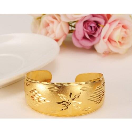 Bangrui African Bangles for Womens Gold Color Dubai Jewelry Ethiopian Bangle Arab Bracelets,Bridal Gift/Mom Present