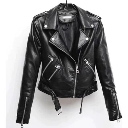 Brand Motorcycle PU Leather Jacket Women Winter And Autumn New Fashion Coat 2 color Zipper Outerwear jacket New 2021 Coat HOT