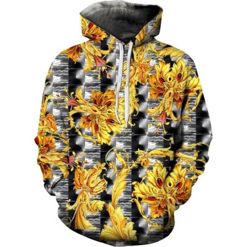 Brand Baroque hoodies Mens 3d Printed Royal Golden Pattern Luxury Sweatshirt Hoodie Fashion Cartoon jacket Hip Hop Sportswear