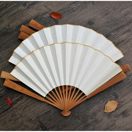 Xuan Paper Fan Chinese Brush Calligraphy Ink Painting Classical Blank Xuan Paper Hand Fan Beginner DIY Rice Paper Folding Fans