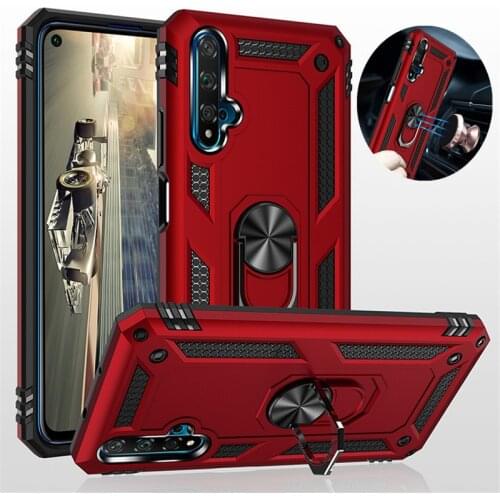 Phone Cases For Huawei Nova 5T 5 T Shockproof Armor Hard Car Magnetic Finger Ring Stand Cover for nova5t Silicone Bumper Case