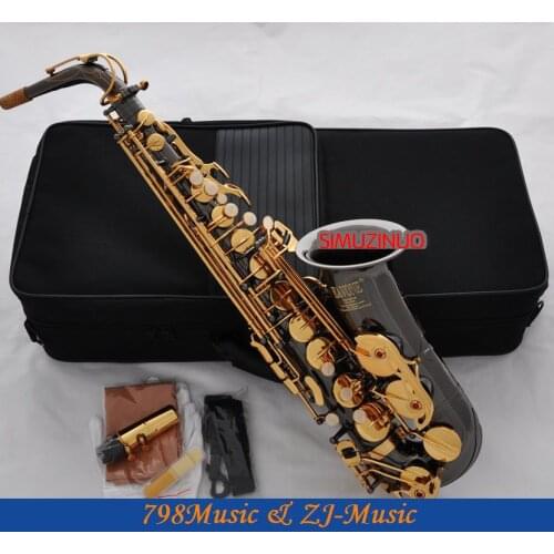 Black Nickel Gold Eb Alto Saxophone High F# Key-Pearl Bottons
