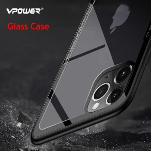 For iPhone 11 pro Max xs Tempered glass Case transparent clear glass cover case for iPhone 11 pro xs max xr Crystal Clear Case