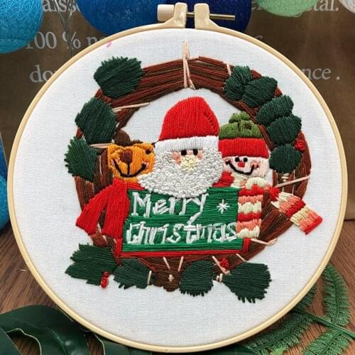 1Set Christmas Santa Elk DIY Embroidery Tools Home Handmade 3D Craft Cross Stitch Kits