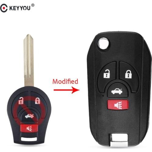 KEYYOU 4 Button Modified Flip Folding Remote Car Key Case Shell Fob Cover Case Styling For Nissan Altima Maxima Sentra Versa Key