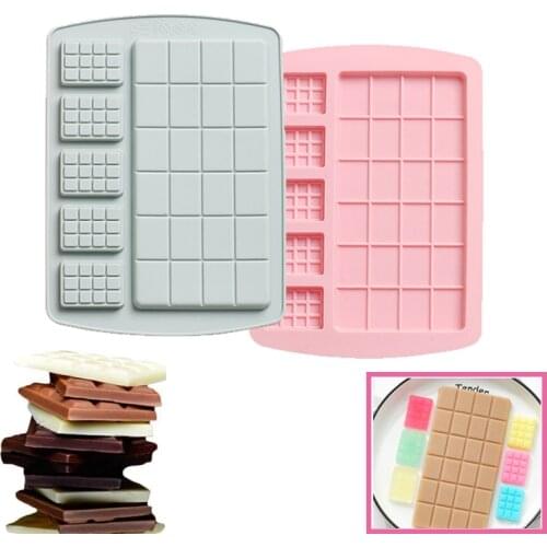 Classic Rectangle Thin Waffle Chocolate Mold Non-Stick Silicone Protein and Energy Bar Molds Break Apart Chocolate Chip