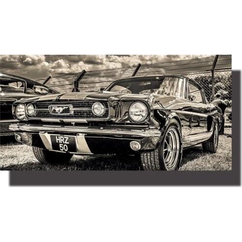 Classic Sports Car Posters 1965 Ford Mustang Car Canvas Paintings Wall Art for Living Room Home Decor (No Frame)