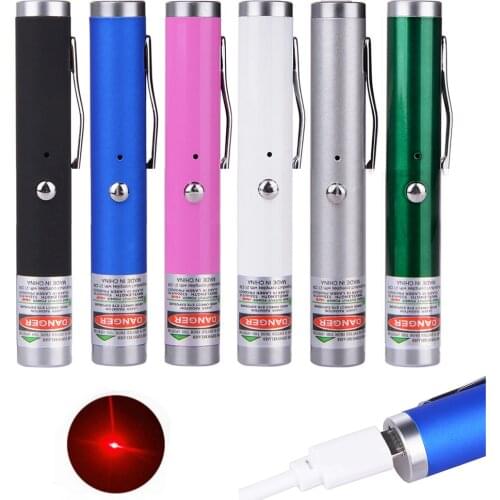 Red Dot Powerful Laser Pointer USB Laser Pen Built-in Battery Rechargable Teaching Pen for PPT