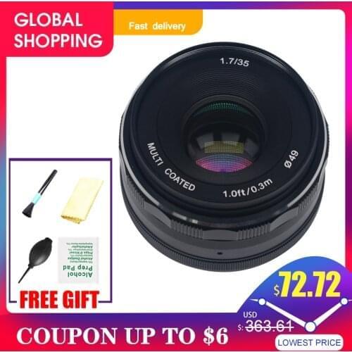 Meike 35mm F1.7 Aperture Manual Focus Lens APS-C for Canon Eosm Nikon1 M43 Gh5 Sony Nex7 A7 A6500 Fujifilm X-A3 XE3 XM1 XT2