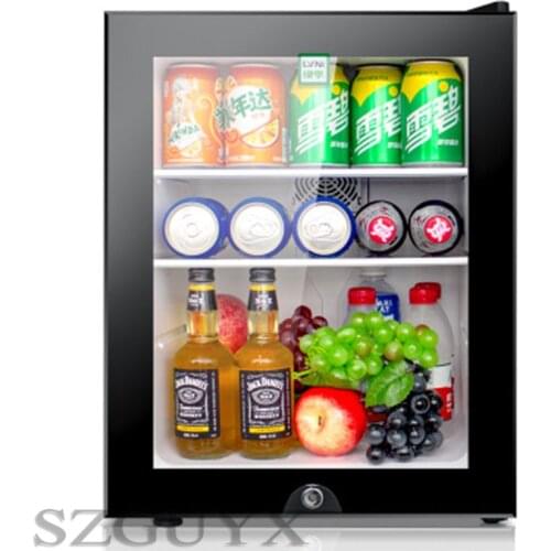 GUYX 40L hotel room special small refrigerator mini freezer transparent glass door freezer tea fresh cabinet