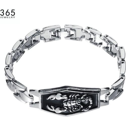 2017 New Punk Brand Scorpion Bracelet Charms Zinc Alloy Biker Snap Button Bracelet For Man Friendship