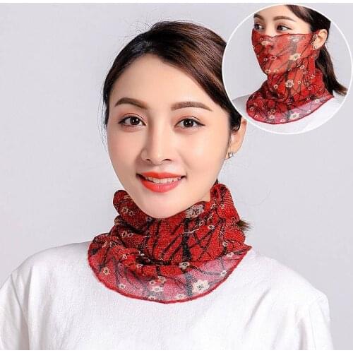 Face Cover Masks Scarf Fashion Bright Silk Bib Neck Cover Sun Protection Hanging Ear Veil Summer Scarf Breathable Mesh Headband