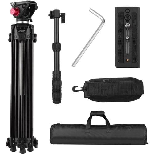 Andoer Professional Aluminum Alloy Video Tripod accessories with Quick Release Plate for Canon/Nikon DSLR Camera .Max. Load 10k