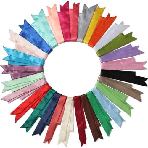 Luxury Solid Thin Silk Scarves Wraps Women Headbands Hair Ribbon Fashion Scrunchie Scarf Neckerchief Belt Festive Party Supplies