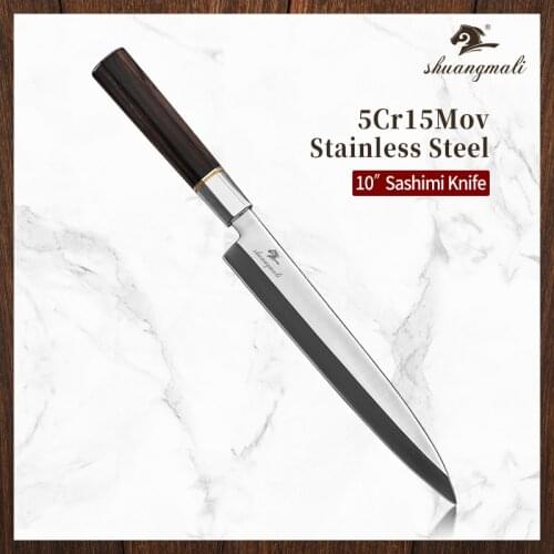 Shuangmali 10 Inch Slicing Fish Sashimi Knife 5Cr15MoV Stainless Steel Kitchen Chef Filleting Knives Japanese Sashimi Knife