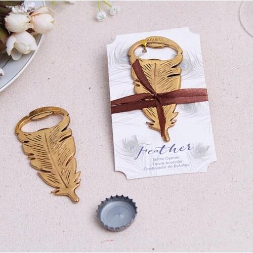 Wedding favors baby shower gift gold color metal peacock feather wine bottle opener beer opener LX3664