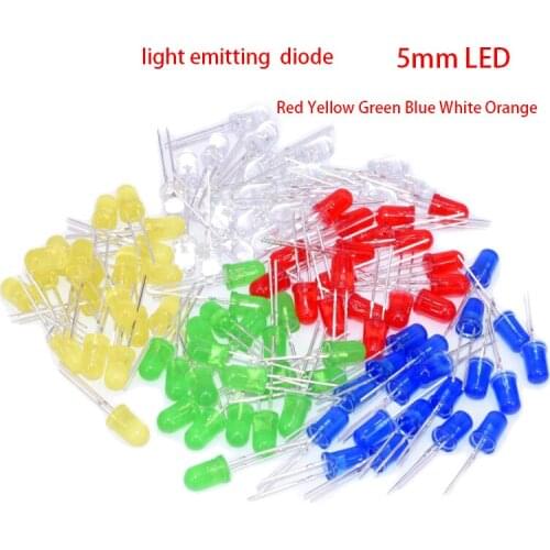 5mm LED Red Yellow Green Blue White Orange light emitting diode FREE SHIPPING 100PCS/LOT