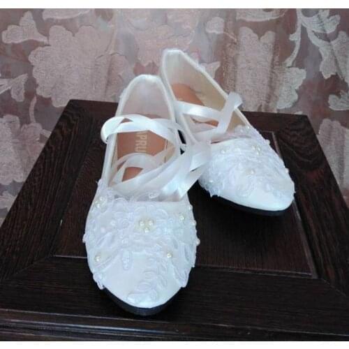 Sexy white laces wedding flats shoes woman handmade long riband strap romantic bridal brides wedding shoes plus sizes