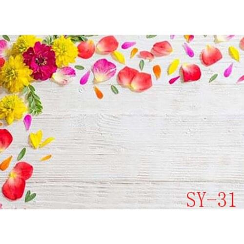 Vinyl Custom Photography Backdrops Prop Flower and Wooden Planks Theme Photo Studio Background #SY-08