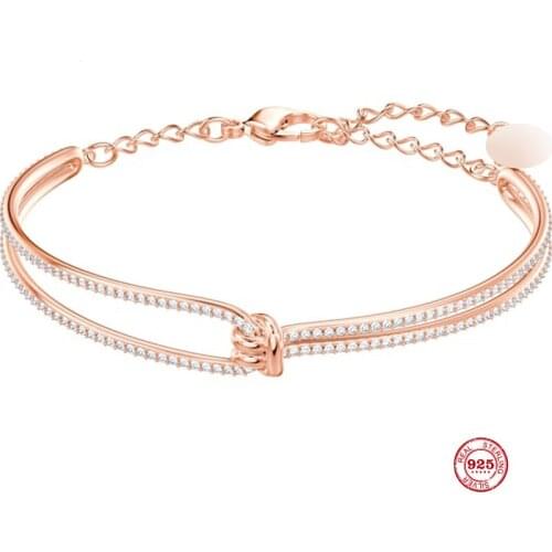 2020 New Fashion Charm Pure 925 Silver Original 1:1 Copy, Elegant Simple Twist Knot Wild Bracelet Female Luxury Jewelry Gifts