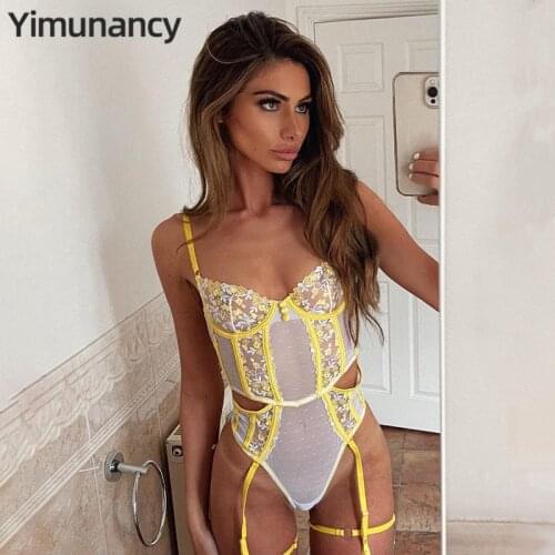 Floral Lace Bodysuit Women Cut Out Bandage Sexy Teddies Bodysuit Ladies Elegant Skinny Bodysuit Body Femme