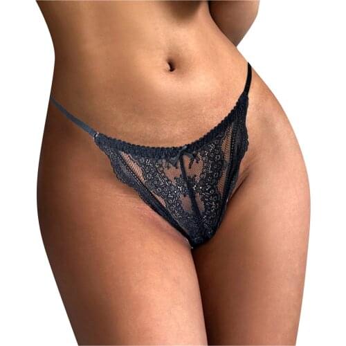 Sexy Lace Thong Low Waist Lace Underpants Womens Transparent Panties Hollow Out Breathable G String Briefs Underwear Lingerie