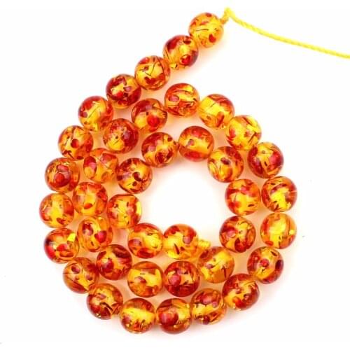 1string /lot 6/8/10mm Orange Ball Manmade Imitation Beads DIY Fashion Loosen Beads for jewelry making Accessories