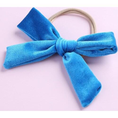 1 PC 5 inches Sweet Velvet Bows Nylon Headbands,Lovely Girls Knot Bows Elastic Nylon Head Bands Kids Gift Girls Hair Accessories