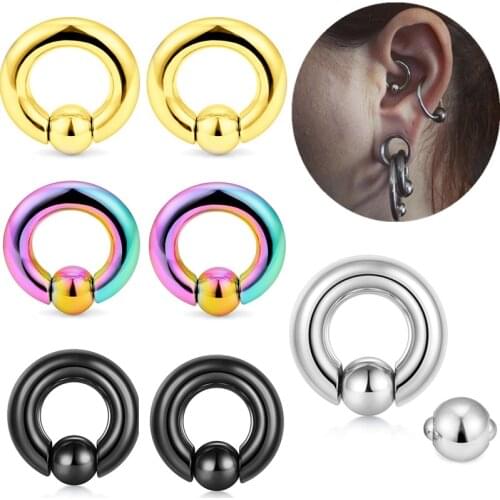 1PCS Steel Captive Bead Rings Ball Closure Ring CBR Nose Piercing Nipple Screwball Ring Pa Helix Hoop Earring Genitals Piercing