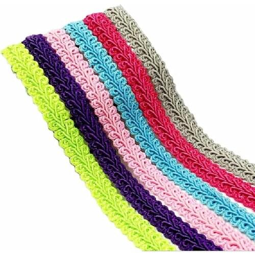 YACKALASI 20 Yds Centipede Braided Trims Diy GIMP Lace Appliqued Crochet Ribbons Nylon Dress Light Decoration 1.2cm Wide