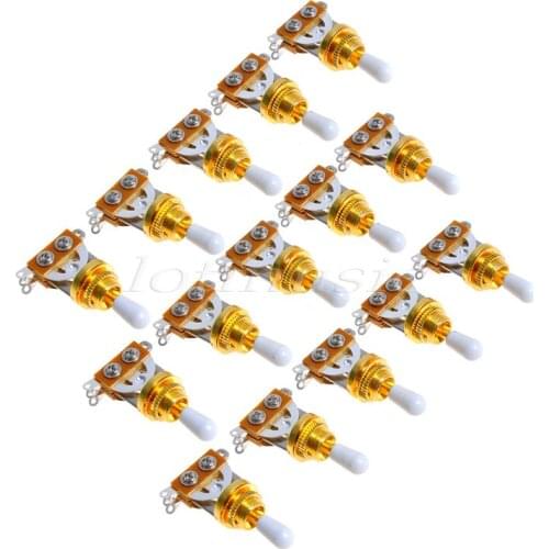 15Pcs Gold Guitar 3 Way Toggle Switch Pickup Selector with White Tip For Electric Guitar Replacement