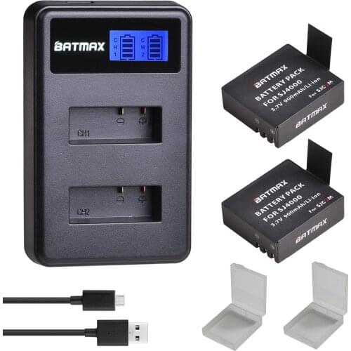 2x Bateries Sjcam Sj4000 Battery +LCD Dual USB Charger for SJCAM Sj 4000 SJ5000 Sj5000x SJ6000 Sj7000 Sj8000 Sj9000 Wifi SJ M10