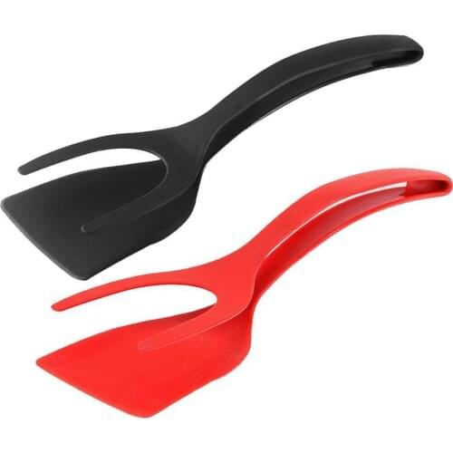 2 In 1 Grip and Flip Tongs Egg Spatula Tongs Clamp Toast Fried Turner Overturned Kitchen Egg Pancake Accessories French Ome Q3N0