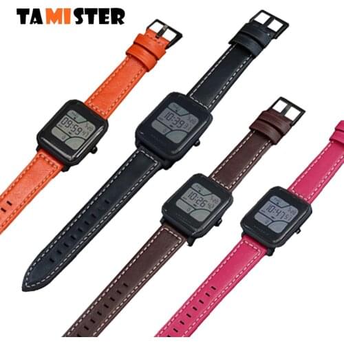 20mm Watch Strap for Amazfit Bip Genuine Leather Band Correa Bracelet for Xiaomi Huami Amazfit Bip Lite Youth Watch Accessories
