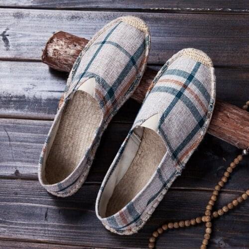 2019 Summer Fashion Men Loafers Linen Korea Flat driving boat Shoes Male Black Canvas Shoes Fisherman shoes Ethnic Style LA-1010