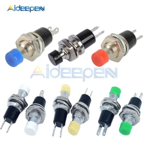 5Pcs/lot PBS-110 12V 3A 2 Pins Momentary Push Button Switch Reset Switch ON OFF Micro Switch Black Red Blue White Green Yellow