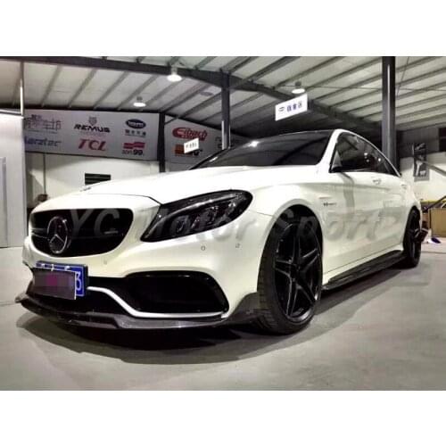 Car Accessories Carbon Fiber B Style Front Lip Splitter Fit For 2015-2016 MB W205 C63 4D Front Bumper Lip