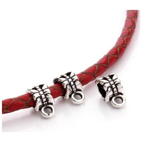 Free Shipping 200Pcs Tibetan Silve Gold 5mm Hole Charms Bail Connector Beads Fit Bracelets 6.5x11.5mm For Jewelry Making Craft