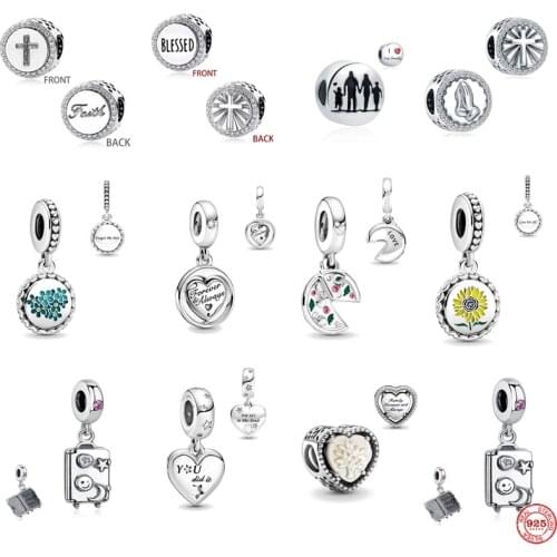 Sparkling Infinity Heart Forever Sisters Mom Letter Dangle Charm Bead Fit Original Pandora Bracelet Silver 925 Jewelry For Women