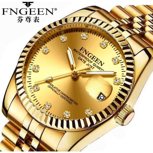 Women watches couple quartz watch ladies Rolexable waterproof gold watch fashion student watch men Diamond Male Clock Wristwatch